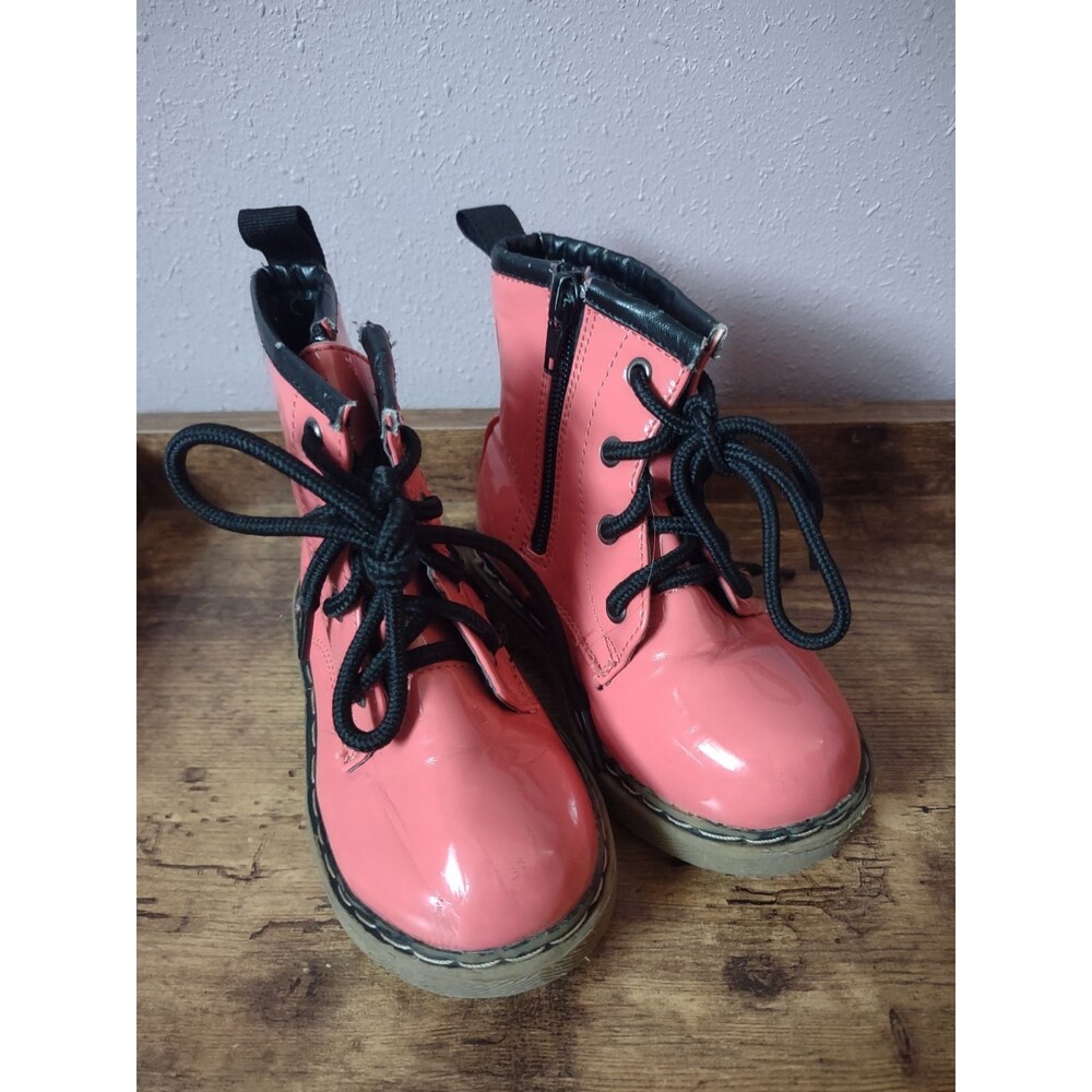 Coco Jumbo Coral Pink Patent Leather Jane Boots Big Girls Size 8